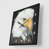 Majestic Bald Eagle Portrait Quadratische Wanduhr (Winkel)