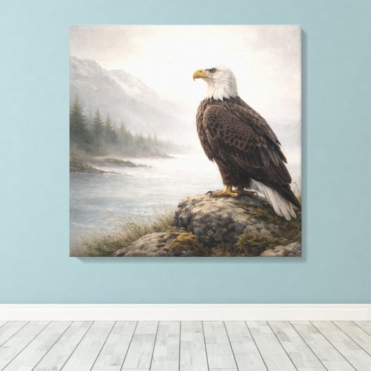 Majestic Bald Eagle River Leinwanddruck (Insitu (Holzboden))