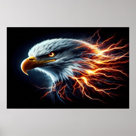 Majestic Bald Eagle steigt durch den Blitz Poster (Vorne)
