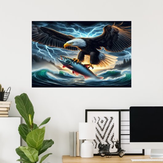 Majestic Bald Eagles Hunter Poster (Heimbüro)