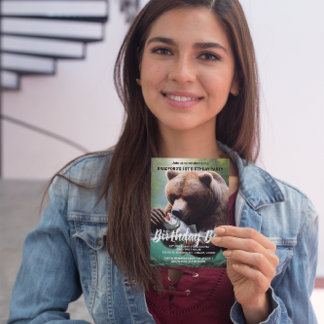 Majestic Bären Catch Geburtstag Einladung Postkarte