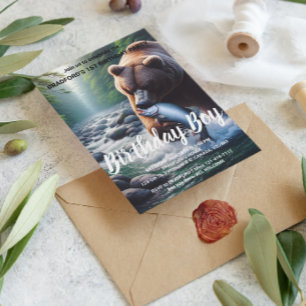 Majestic Bären Catch Geburtstag Einladung Postkarte