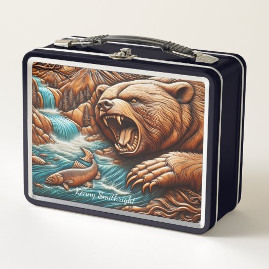 Majestic Bären Stehend gegen die rauschenden Gewäs Metall Brotdose (Vorderseite)