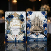 Majestic Baroque Arch & Fairytale Swan Wedding Einladung