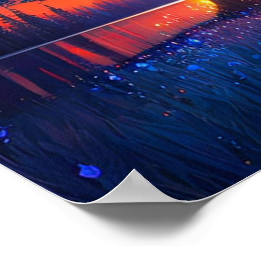 Majestic Baum, Red Sunset Poster (Ecke)