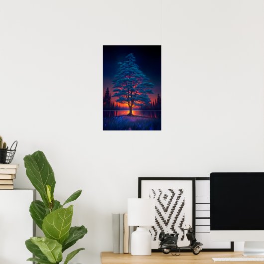 Majestic Baum, Red Sunset Poster (Heimbüro)