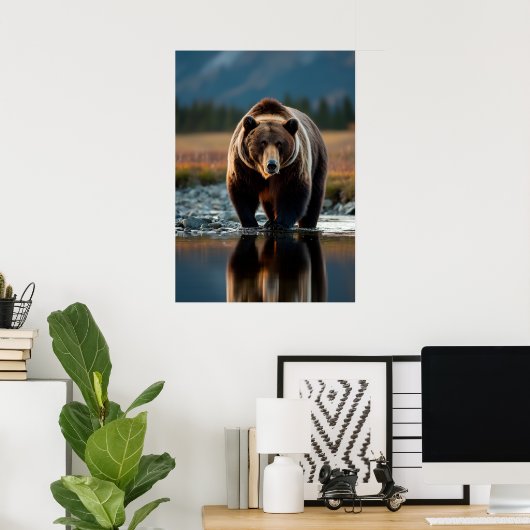 Majestic Bear am Fluss Poster (Heimbüro)