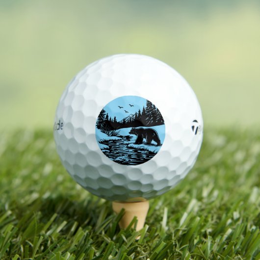 Majestic Bear by the Pond Golf Balls Golfball (Insitu T-Shirt)