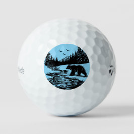 Majestic Bear by the Pond Golf Balls Golfball