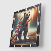 Majestic Bear Patriotic Forest Quadratische Wanduhr (Winkel)