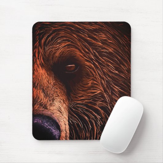 Majestic Bear Portrait Art – Close-Up Wild Animal Mousepad (Mit Mouse)