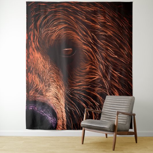 Majestic Bear Portrait Art – Close-Up Wild Animal Wandteppich (Beispiel)