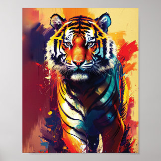 Majestic Beauty - Colorful Tiger Abstrakt Art Poster