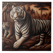 Majestic Bengalisch Tigers Roaming in dichten Wäld Fliese (Vorderseite)