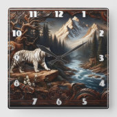 Majestic Bengalische Tiger in der Bergwelt Quadratische Wanduhr (Vorderseite)