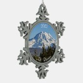 Majestic Berg Rainier Snowflake Schneeflocken Zinn-Ornament (Links)