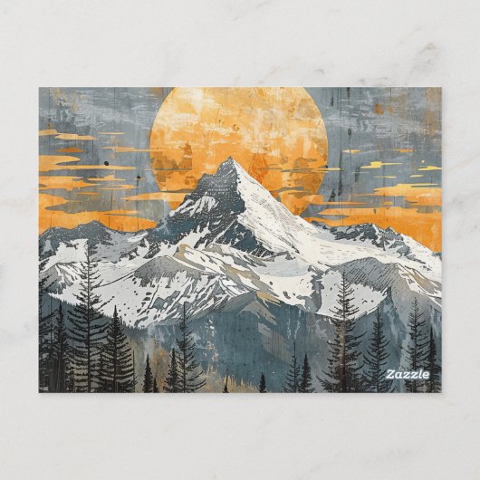 Majestic Berglandschaft - Rustikale Natur Postkarte (Rückseite)