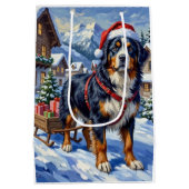 Majestic Bernese Mountain Dog Alpine Christmas Mittlere Geschenktüte (Rückseite)