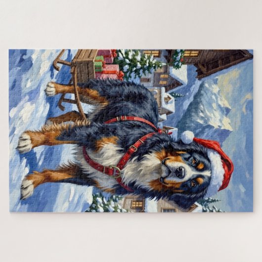 Majestic Bernese Mountain Dog Alpine Christmas Puzzle (Horizontal)