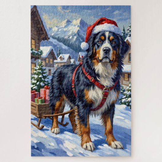 Majestic Bernese Mountain Dog Alpine Christmas Puzzle (Vertikal)