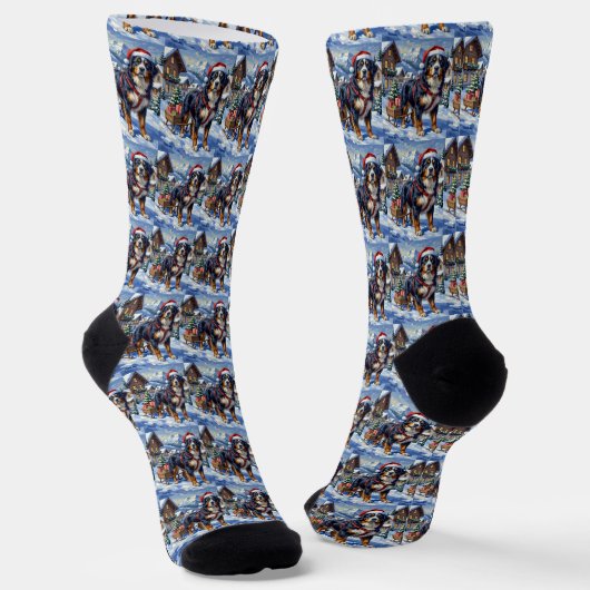 Majestic Bernese Mountain Dog Alpine Christmas Socken (Gewinkelt)