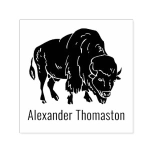 Majestic Bison Buffalo Silhouette Name Permastempel