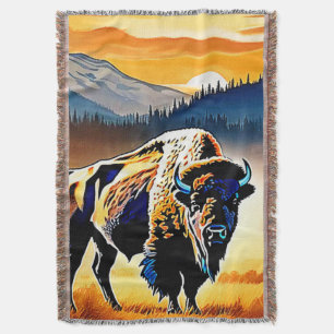 Majestic Bison Sunset Decke