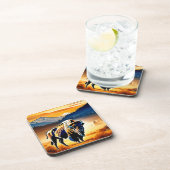 Majestic Bison Sunset Getränkeuntersetzer (Rechte Seite)