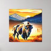 Majestic Bison Sunset Leinwanddruck (Vorderseite)