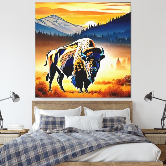 Majestic Bison Sunset Leinwanddruck (Insitu (Schlafzimmer))