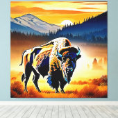 Majestic Bison Sunset Leinwanddruck (Insitu (Holzboden))