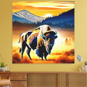Majestic Bison Sunset Leinwanddruck (Insitu (Wohnzimmer))