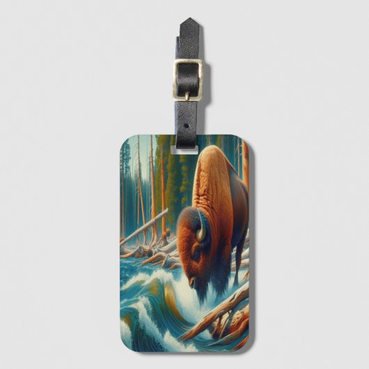 Majestic Bison Wading Gepäckanhänger (Vorderseite Vertikal)