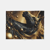 Majestic Black and Gold Einhorn Design Fleecedecke (Vorderseite (Horizontal))
