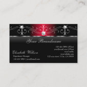 Majestic Black and Red Squiggled Juwelen mit Logo Visitenkarte (Rückseite)