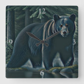 Majestic Black Bar aus dem Nordwald Quadratische Wanduhr (Vorderseite)