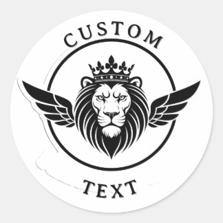 Majestic Black Circle Lion Crest Logo With Crown Runder Aufkleber