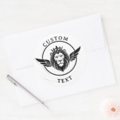 Majestic Black Circle Lion Crest Logo With Crown Runder Aufkleber (Umschlag)