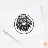 Majestic Black Circle Lion Crest Logo With Crown Runder Aufkleber (Umschlag)