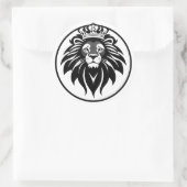 Majestic Black Circle Lion Crest Logo With Crown Runder Aufkleber (Tasche)