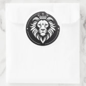 Majestic Black Circle Lion Crest Logo With Crown Runder Aufkleber (Tasche)