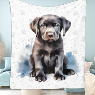 Majestic - Black Dog Art - Black Labrador Fleecedecke
