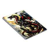Majestic Black Dragon Under Golden Sun Notizblock (Rechte Seite)