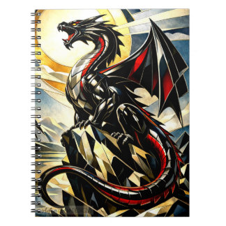 Majestic Black Dragon Under Golden Sun Notizblock