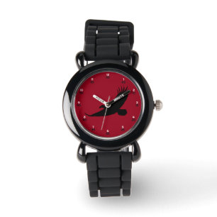 Majestic Black Eagle Silhouette Bold Red Armbanduhr