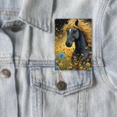Majestic Black Hallion Amid Vibranding Wildblumen Button (Insitu)