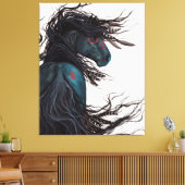 Majestic Black Horse Friesian Canvas Print Bihrle Leinwanddruck (Insitu (Wohnzimmer))