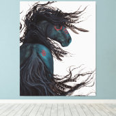 Majestic Black Horse Friesian Canvas Print Bihrle Leinwanddruck (Insitu (Holzboden))