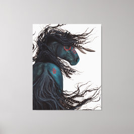 Majestic Black Horse Friesian Canvas Print Bihrle Leinwanddruck
