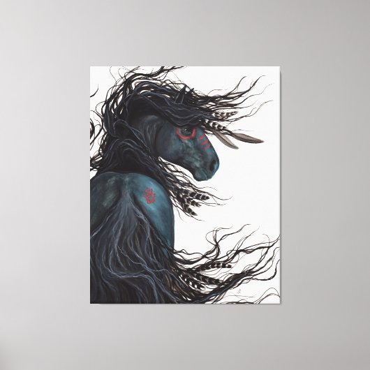 Majestic Black Horse Friesian Canvas Print Bihrle Leinwanddruck (Vorderseite)